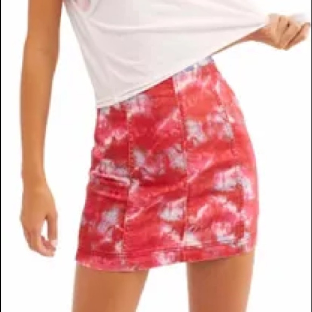 Free People Modern Femme Tie Dye Jean Mini Skirt, 2